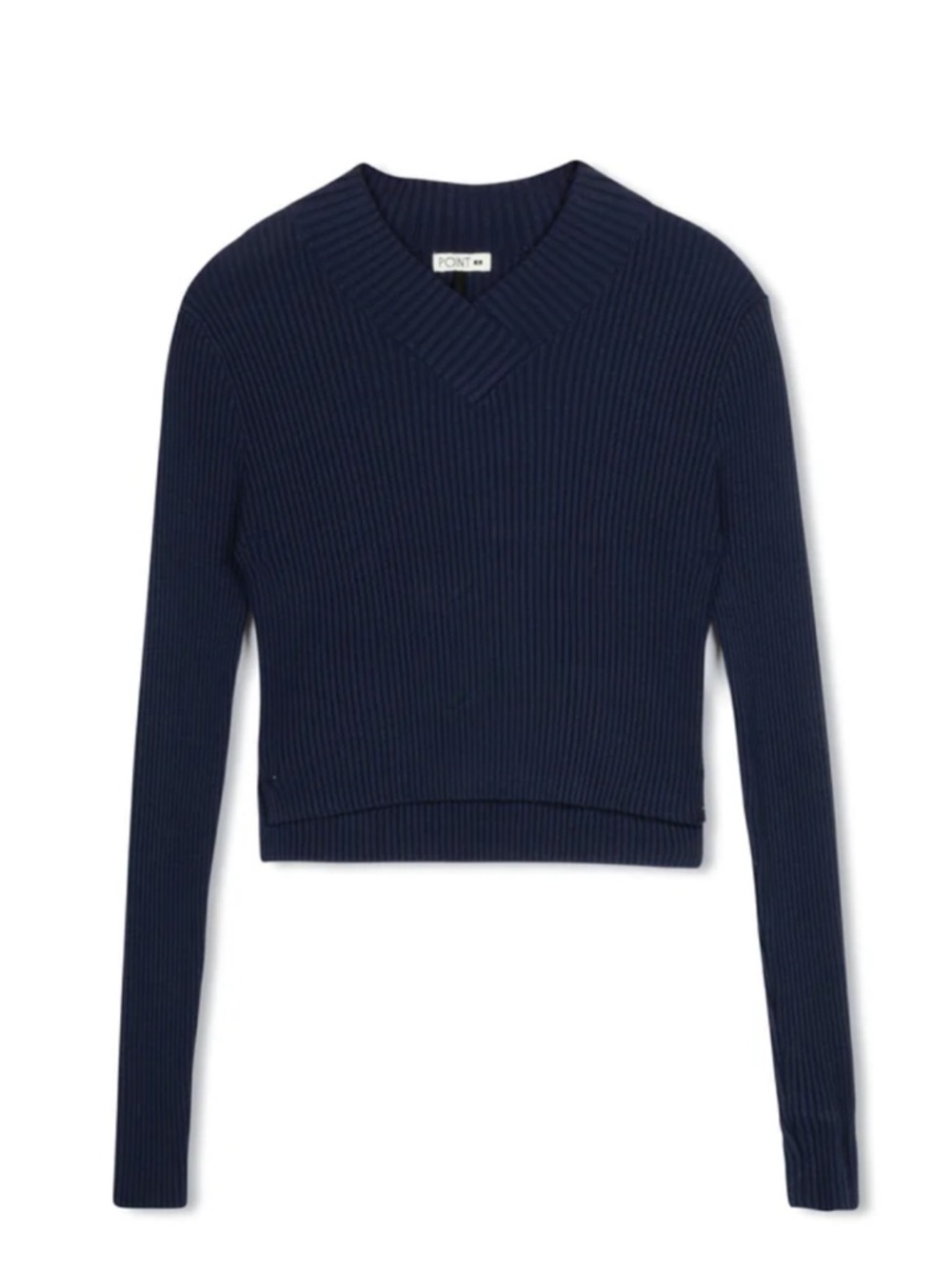Navy Ribbed V-Neck Women's Sweater